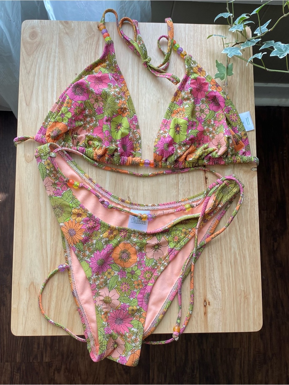 wild fable multicolored sparkly retro Floral bikini set